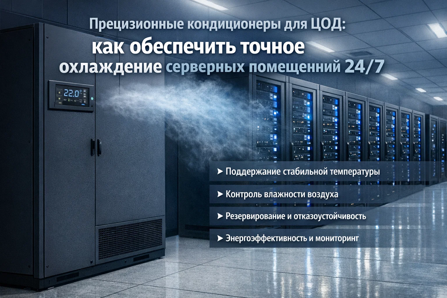 Прецизионные кондиционеры для ЦОД: как обеспечить точное охлаждение серверных помещений 24/7