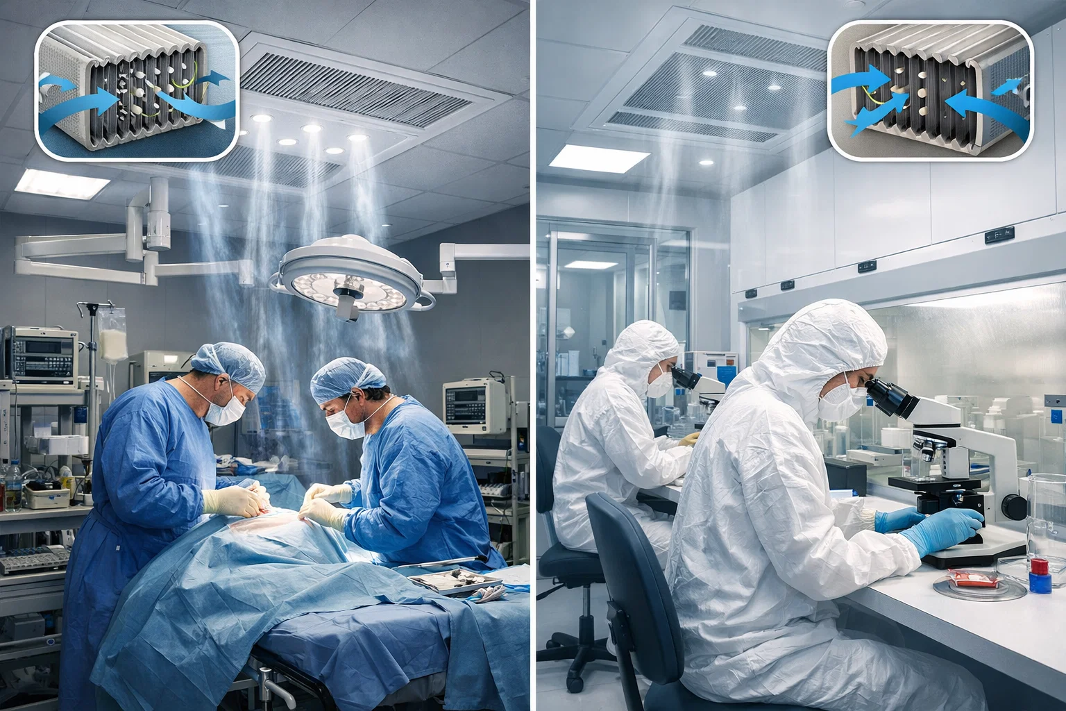 HEPA фильтрация в операционных, лабораториях и чистых помещениях: где она обязательна и как работает