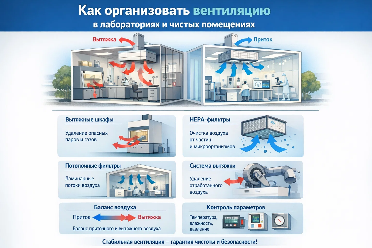 Как организовать вентиляцию в лабораториях и чистых помещениях