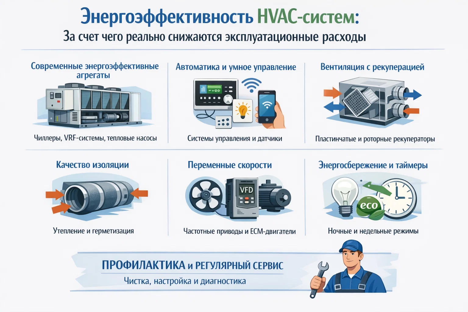 Энергоэффективность HVAC-систем: за счет чего реально снижаются эксплуатационные расходы
