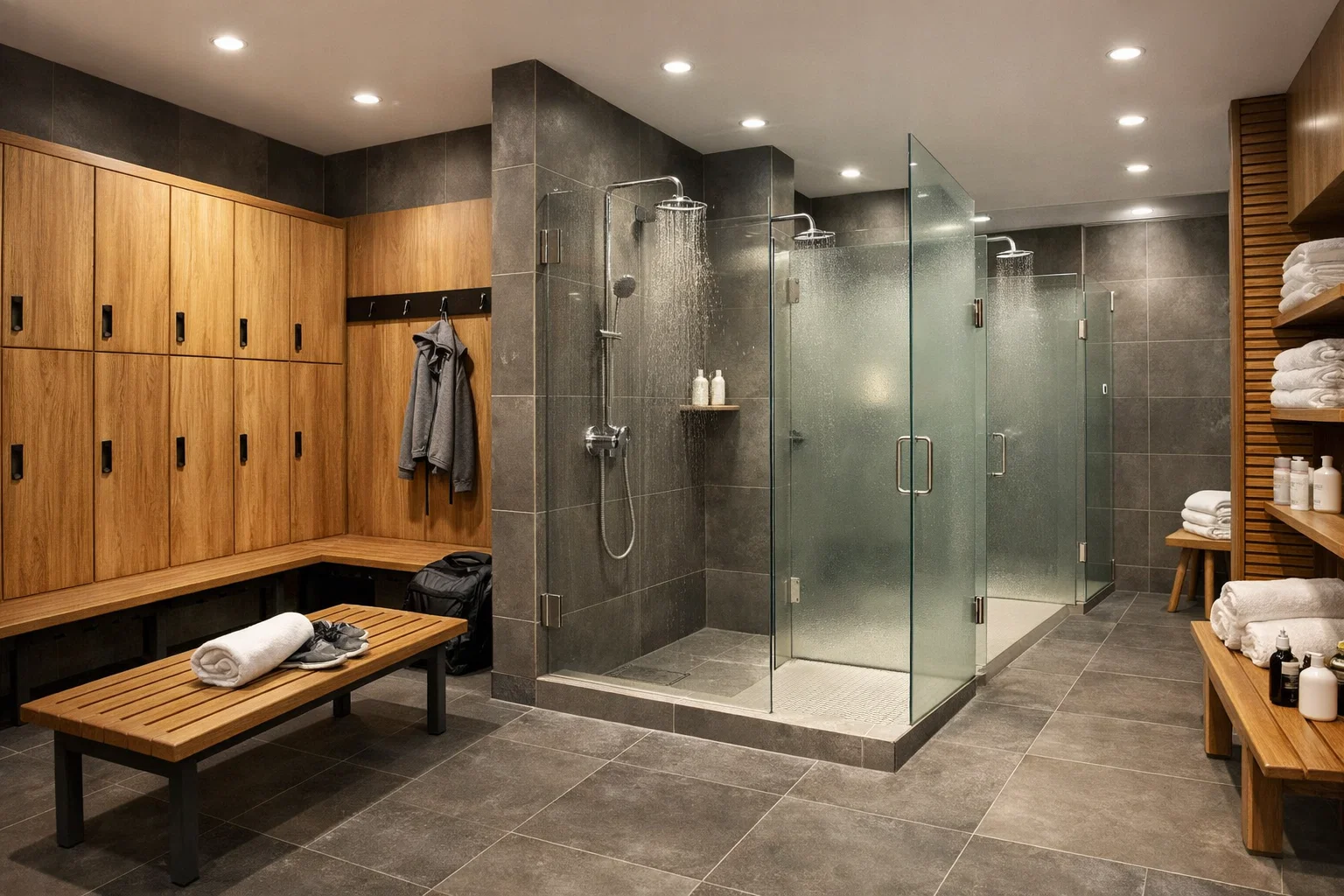 Раздевалки и душевые зоны